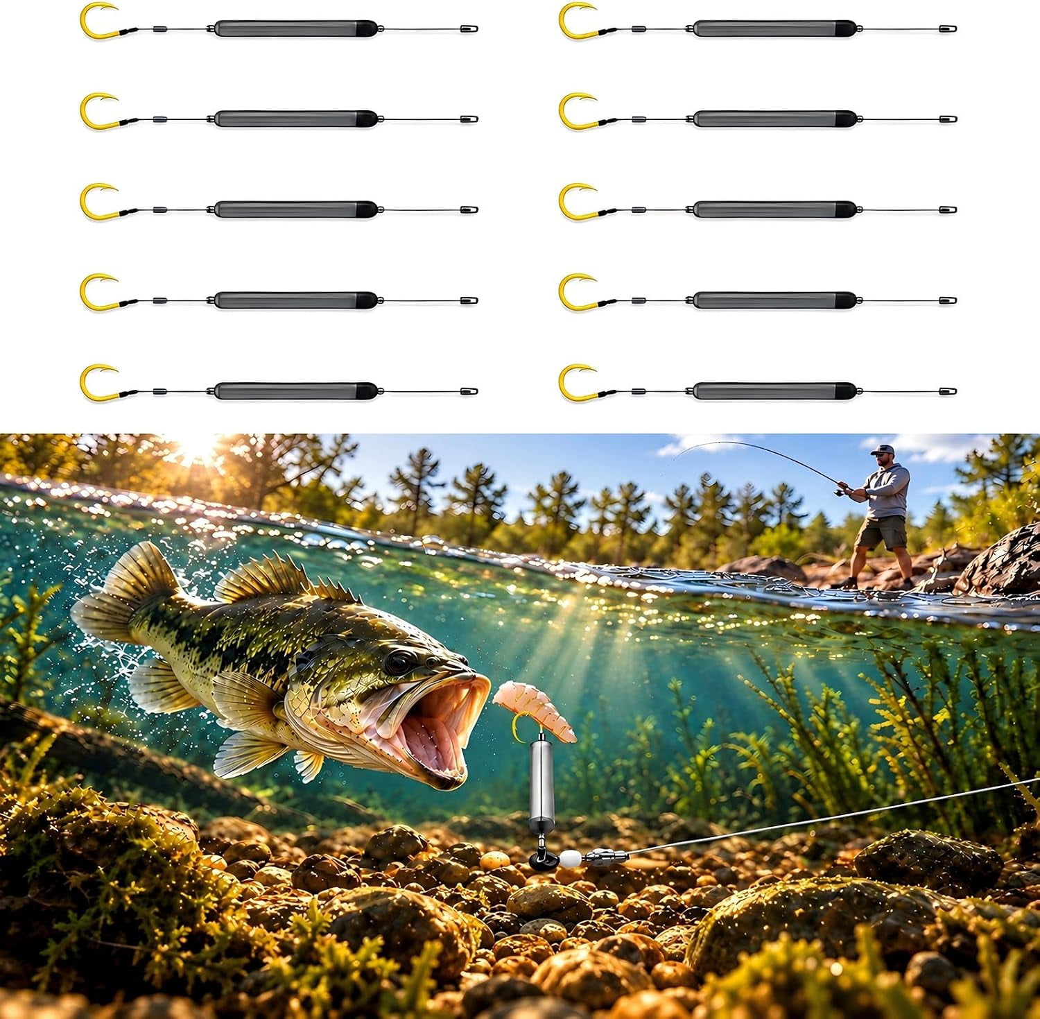 Pre Tied Off Bottom Fishing Rig, Anti-Snag Fishing Hook Rig,pre-tied ...