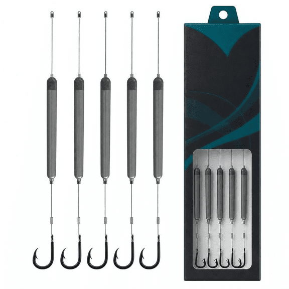Pre Tied Off Bottom Fishing Rig Anti Snag Floating Hook Leaders 5 Piece Set,Suspension Hair Rigs Ready to Use Barbed Carp Tackle Accessories for Saltwater Casting Boats and Water Expeditions Adventur