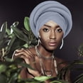 thumbnail image 1 of Pre-Tied Braided Turban Caps for Women, 3D Twist Headwrap with Adjustable Strap, Stretchy Beanie Headscarf for Natural Hair, Daily Wear, Wedding, Church and Special Occasions-Light Ashy, 1 of 5