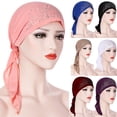 thumbnail image 1 of Pre Tied Chemo Head Scarf Beanie Skull Cover Cap for Women Gray One Size, 1 of 2