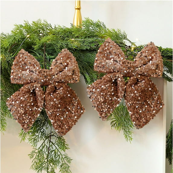 Nilvkv Pre-Tied Christmas Wreath Bows for Tree Garland Outdoor Door Decor Fall Winter Boxing Day, Christmas Decorations, CHRlSTMAS-GlFTs