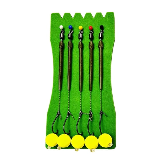 Pre-Tied Fishing Rigs, 5 Count Metal Carp Fishing Hooks, Floating Ball Bait Rigging, Lake River Catfish Gear, High Strength Salmon Trout Hooks
