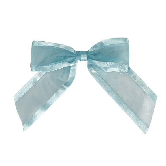 Pre-Tied Light Blue Organza Bows - 4 1/2" Wide, Set of 12, Craft Ribbon Bow, Satin Edge, Wedding, Easter, Party Favors, Baby Shower, Gift Basket, Christmas