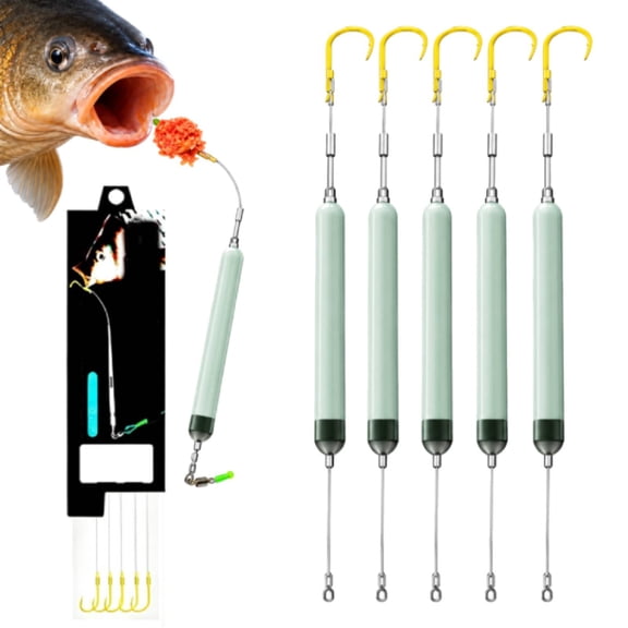Pre Tied Off Bottom Fishing Rig Anti Snag Floating Hook Leaders 5 Piece Set