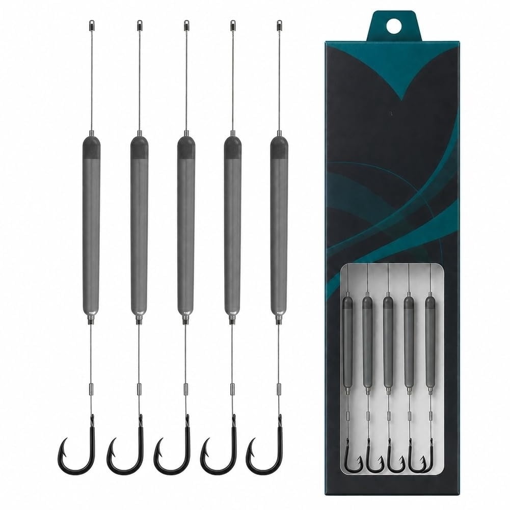 Floating Leader Rig Pre Tied Off Bottom Fishing Rig Anti Snag Floating Hook Leaders 5 Piece ...