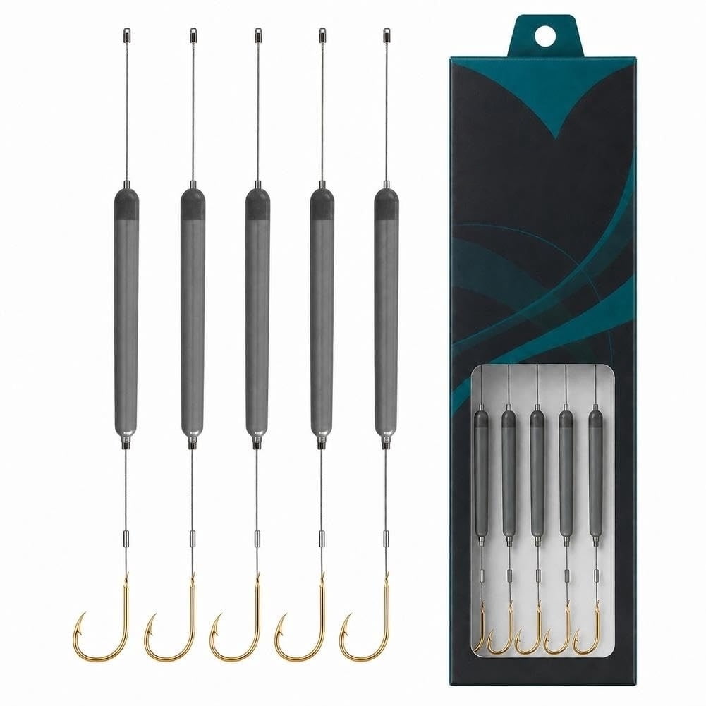 Pre Tied Off Bottom Fishing Rig Anti Snag Floating Hook Leaders 5 Piece ...