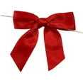 thumbnail image 1 of Pre-Tied Red Satin Bows - 4 1/2" Wide, Set of 12, Wired Craft Ribbon, Wedding Embellishments, Memorial Day, Gift Basket, Birthday, Christmas, Valentine's Day, 1 of 2