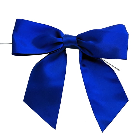 Pre-Tied Royal Blue Satin Bows - 4 1/2" Wide, Set of 12, 4th of July, America 250 Anniversary, Father's Day, Wired Craft, Police Support, Wedding Embellishments, Gift Bows, Birthday, Veterans Day
