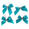 thumbnail image 1 of Pre-Tied Satin Bows with Rhinestone, 3-Inch, 4-Piece, Turquoise, 1 of 1