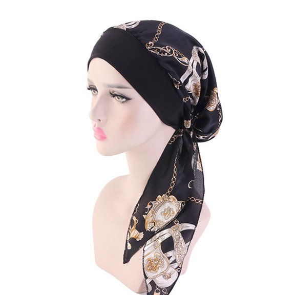 Pre-Tied Turban Hat Headwear Hair Loss Muslim Hijab Stretch Head Scarf Chemo