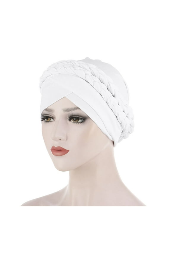 Pre-Tied Twisted Head Cover - Soft Turban Headwrap for Comfort,White,One Size,Dailypoc
