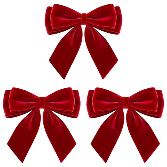 Pre-Tied Velvet Decorative Bows, Soft Holiday Ornament Bows, Reusable DIY Decor Crafts for Christmas Tree Wreath Garland Gift Wrapping Staircase & Mantel, Indoor and Outdoor Decoration