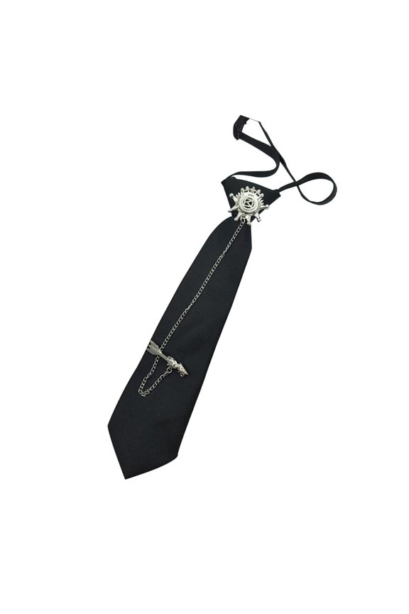 Pre Tied Vintage Design Necktie For Men Women Anime Cosplay Punk Metal Arrows Chain Black Neck Tie Uniform Accessory