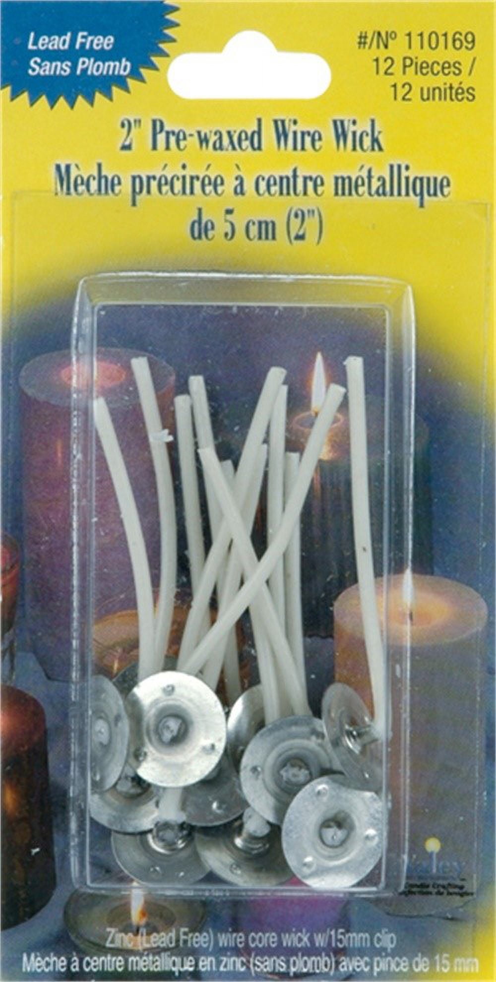 PreWaxed Wire Wicks W/Clips 2" 12/Pkg , Pk 6, Yaley