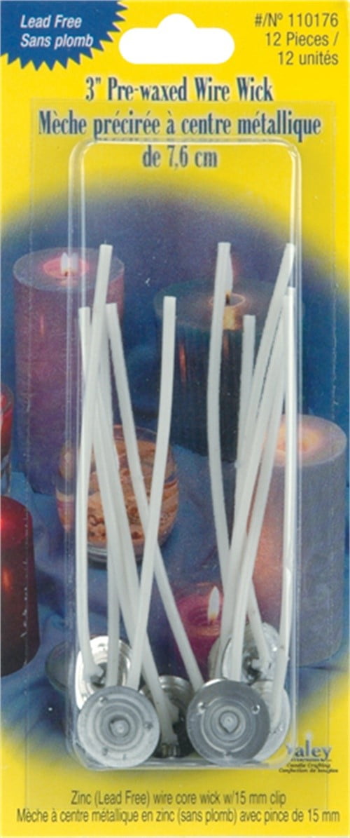 PreWaxed Wire Wicks W/Clips 3" 12/Pkg , Pk 6, Yaley