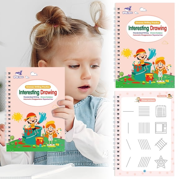 Pre Workbook,Magic Grooved Writing Practice,Reusable Grooved Handwriting Workbooks,Magic Copybooks Template Design for Letter Tracing Books,Pre Learning Activities(1 Book)