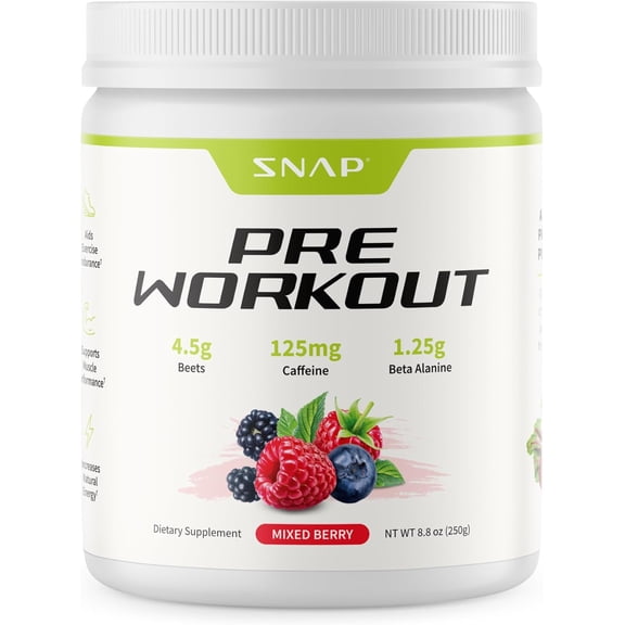Snap Supplements Beet Root Powder, Nitric Oxide Pre-Workout, Cardio Health Supplement, 30 Servings