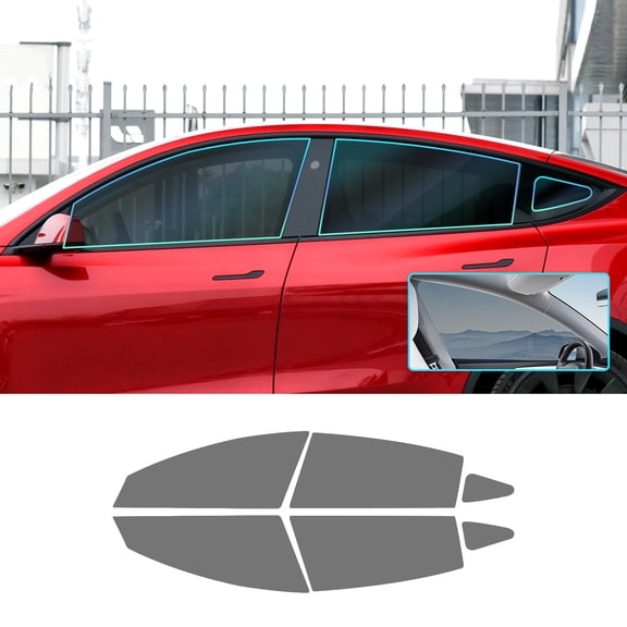 Pre-cut PVC Window Film Tint Kit for 2020-2024 Tesla Model Y All Side Car Privacy Shield with 35% VLT for Side Windows, 6pcs