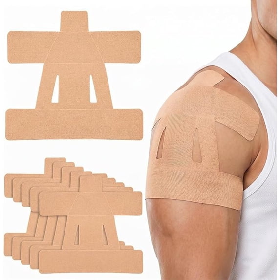 Pre-cut Shoulder Kinesiology Tape, Waterproof Elastic Athletic Sports Support Sticker for Shoulder Joint Pain Relief, Basketball Gym Injury Recovery, No Manual Cutting Needed