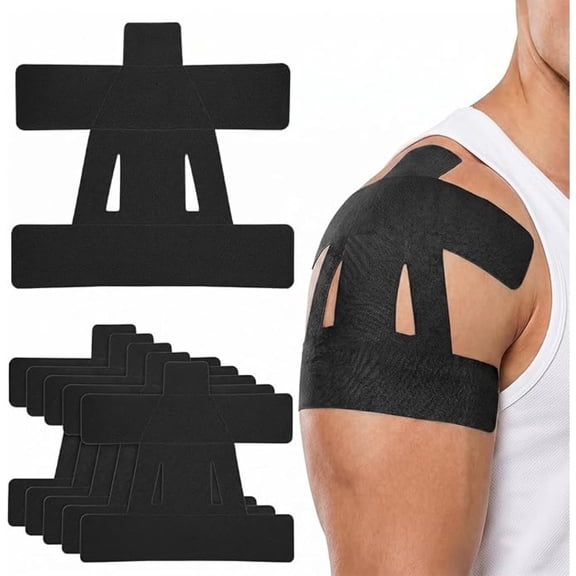 Pre-cut Shoulder Kinesiology Tape, Waterproof Elastic Athletic Sports Support Sticker for Shoulder Joint Pain Relief, Basketball Gym Injury Recovery, No Manual Cutting Needed
