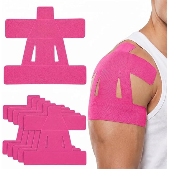 Pre-cut Shoulder Kinesiology Tape, Waterproof Elastic Athletic Sports Support Sticker for Shoulder Joint Pain Relief, Basketball Gym Injury Recovery, No Manual Cutting Needed