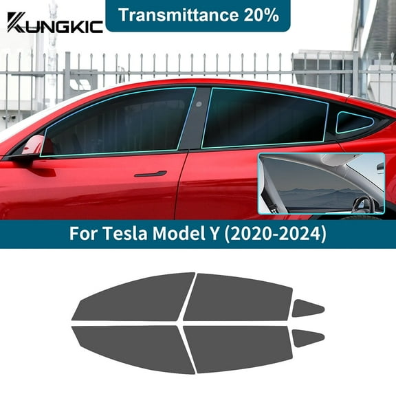 Pre-cut Window Film Tint Kit for Tesla Model Y 2020-2024 All Side Car Privacy Shield Infrared and UV Reduction for Side Windows, 20% VLT, 6pcs.
