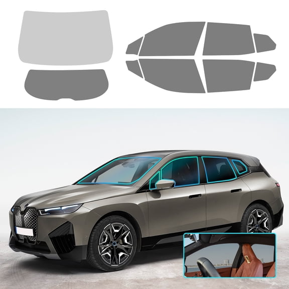 Pre-cut Window Solar Film Tint Kit for 2020-2024 BMW IX Solar Film PVC Complete Vehicle Set UV Reduction, Car Front Gear 80% Other 35%, 10pcs