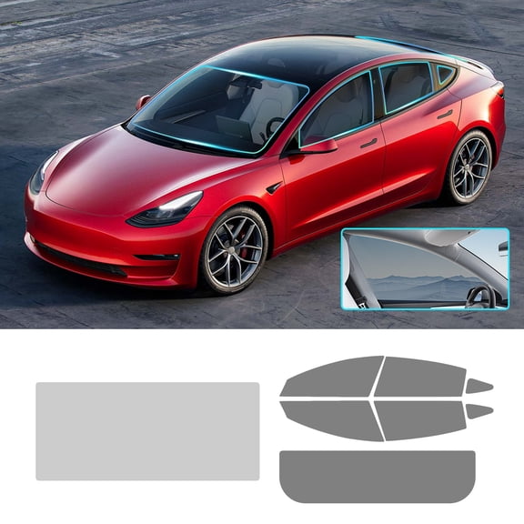 Pre-cut Window Solar Film Tint Kit for 2020-2024 Tesla Model Y Solar Film PVC Complete Vehicle Set UV Reduction, Car Front Gear 80% Other 35%, 8pcs