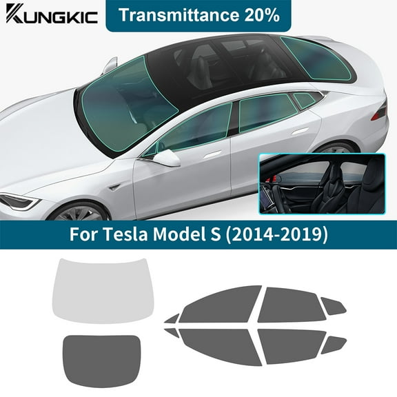 Pre-cut Window Solar Film Tint Kit for Tesla Model S 2014-2019 Solar Film PVC Complete Vehicle Set UV Reduction, Car Front Gear 80% Other 20%, 10pcs
