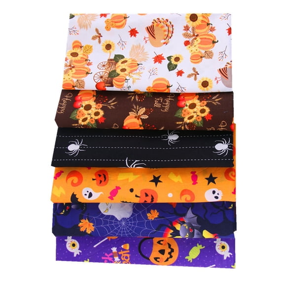 Pre-cut patchwork patterns featuring rural pumpkins, candies, and spider cartoons - Halloween handicrafts, seasonal decorative handicrafts, holiday-themed designs, bedding, DIY crafts