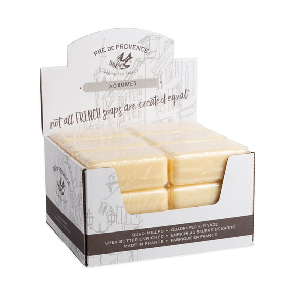 Pre de Provence Artisanal French Soap Bar Enriched with Shea Butter, Agrumes, 150 Gram (Pack of 18) Case of 18 Bars