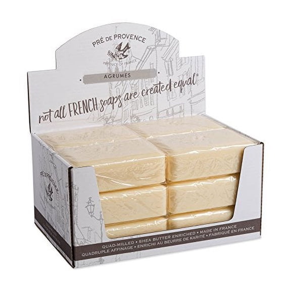 Pre de Provence Artisanal French Soap Bar Enriched with Shea Butter, Agrumes, 250 Gram (Pack of 12)