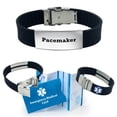 thumbnail image 1 of Pre-engraved "PACEMAKER" Black Sport Medical Alert Bracelet for Men and Women. Includes an Emergency Medical Card, Medical Alert Sleeve & Complimentary 12-Month Access PHR!, 1 of 7