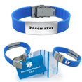 thumbnail image 1 of Pre-engraved "PACEMAKER" Blue Sport Medical ID Bracelet for Men and Women.Includes an Emergency Medical Card, Medical Alert Sleeve & Complimentary 12-Month Access PHR!, 1 of 7
