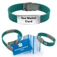 thumbnail image 1 of Pre-engraved "SEE WALLET CARD" Teal Sport Medical Bracelet for Men and Women. Includes an Emergency Medical Card, Medical Alert Sleeve & Complimentary 12-Month Access PHR!, 1 of 7