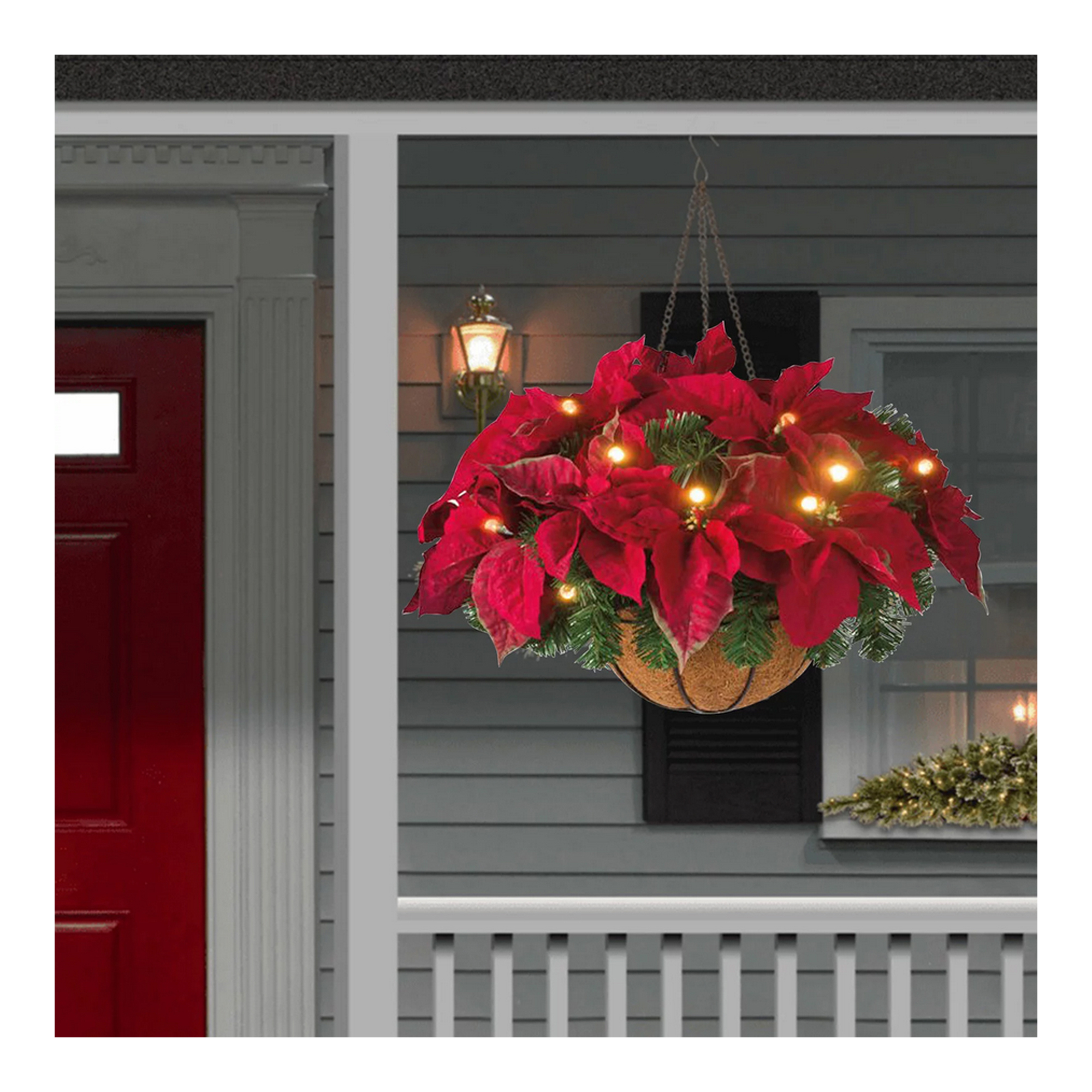 Prelit Artificial Christmas Hanging Basketmixed Decorations The