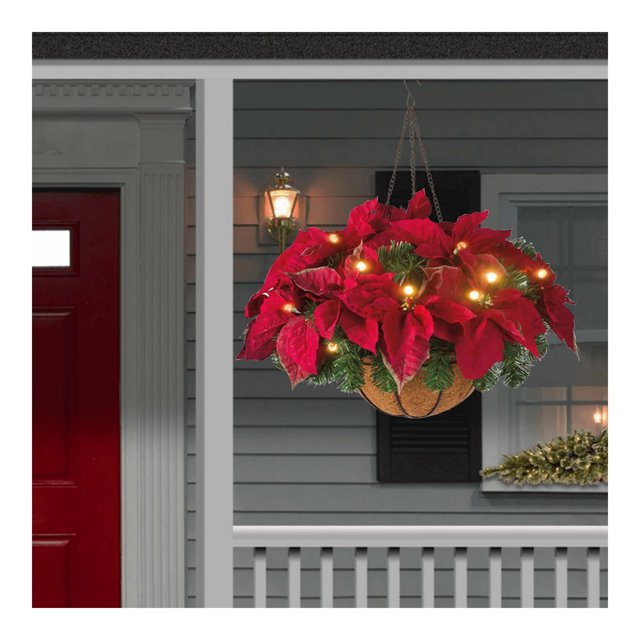 Prelit Artificial Christmas Hanging Basketmixed Decorations The