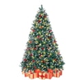 thumbnail image 1 of Pre-lit Artificial Christmas Tree, 6FT Pre-Decorated Artificial Hinged Xmas Tree with 800 Flocked Frosted Tips & 58 Red Berries for Holiday Party Home, 1 of 8
