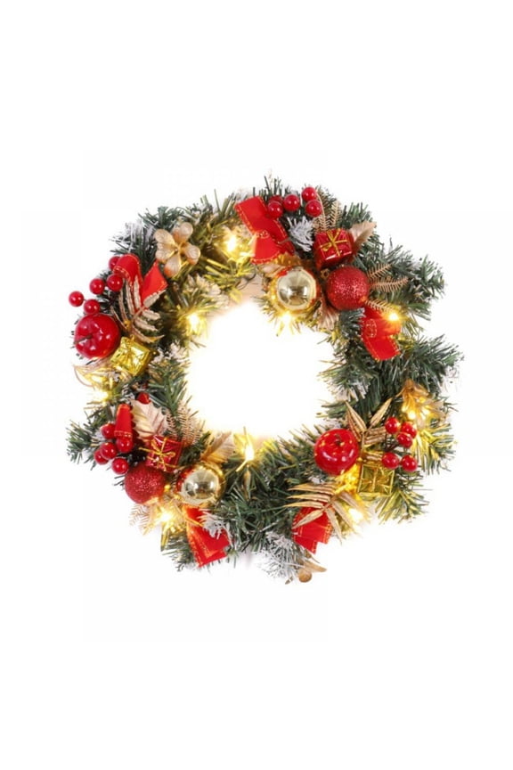 Pre-lit Artificial Christmas Wreath Christmas Wreath Xmas Garland Battery Operated LED String Lights Home Decor