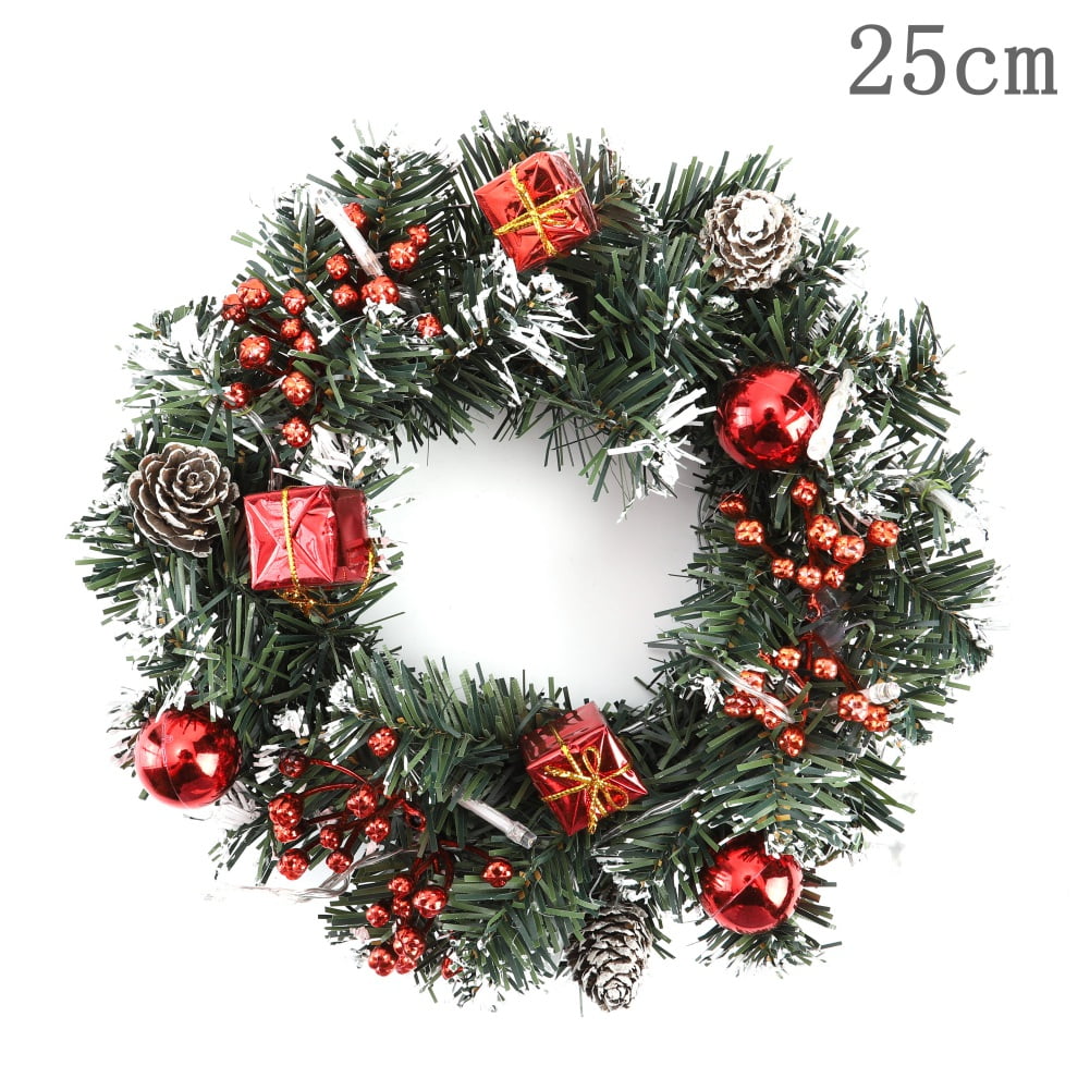 Pre-lit Artificial Christmas Wreath Decorative Collection Flocked with ...