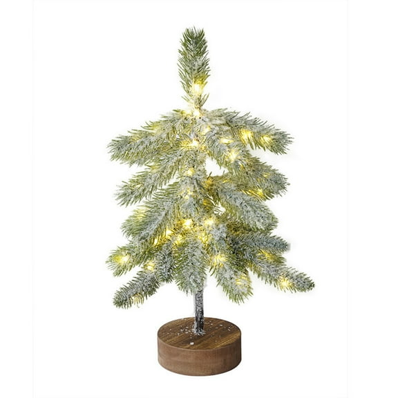 Pre-lit Artificial Mini Christmas Tree, 18 Inch Tabletop Battery Operated Pine Tree with 60 LED Light
