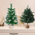 thumbnail image 1 of Pre-lit Artificial Mini Christmas Tree, Tabletop Green Xmas Tree with Red Base for Holiday Home, Office, or Party Decor, 1 of 8