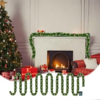 Pre-lit Christmas Green Garland Upgrade,Artificial Christmas Garland,15FT Lighted Artificial Pine Garlands with Warm Lights, Light Up for Indoor Outdoor Home Winter Holiday New Year Decorations