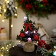 thumbnail image 1 of Pre-lit Christmas Tree 7.9 Inch Tabletop Christmas Trees Miniature Pine Christmas Tree with Linen Base for Christmas Decorations, Home, Kitchen, 1 of 8