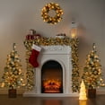 thumbnail image 1 of Pre-lit Christmas Tree Set of 4, Christmas Garland, Wreath and Set of 2 Entrance Trees with Warm White LED Lights and Remote Control, Artificial Christmas Tree Celebrating Set, Snow Green, 1 of 9