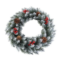 Pre-lit Christmas Wreath, 20 Inch Artificial Holiday Wreath with LED Lights, Christmas Door Wreath for Home Door Wall Party Christmas Decorations