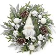 thumbnail image 1 of Pre-lit Christmas Wreath for Front Door, 22" Large Lighted Christmas Gnome Wreath, Winter Wreath with Silver White Xmas Balls 30 Lights and Timer for Indoor Outdoor Holiday Decorations, 1 of 7