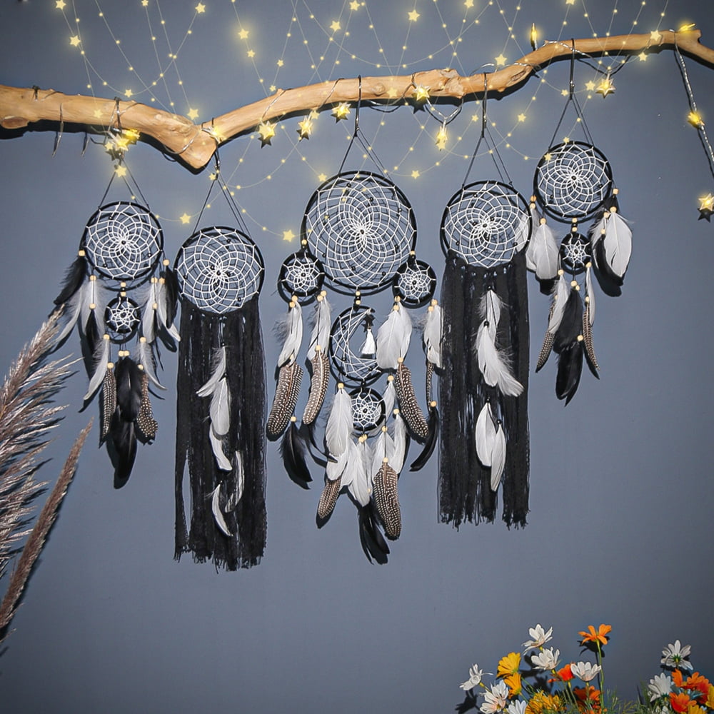Nice Dream Macrame Dream Catchers for Bedroom Adult Wall Decor Large Boho  Hanging with 3 Woven Feather Tassels Home Decoration Ornament Craft Gift
