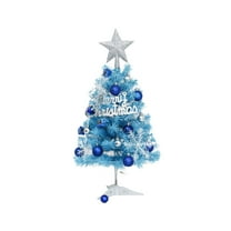 Pre-lit Flocked Artificial Christmas Tree Blue Decor Set with LED Lights Including Ornaments, Premium PVC Material Holiday Decor for Home Office, 45Cm Unlit Model