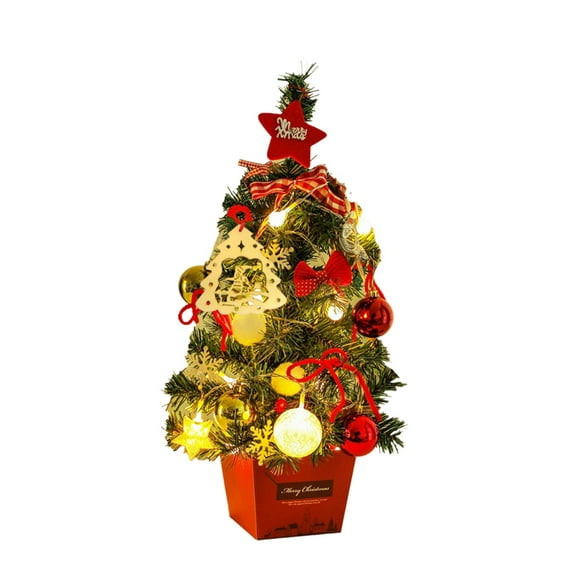 Pre-lit Mini Christmas Tree, 1.6ft Christmas Tree with 50 Led Warm Lights, Artificial Christmas Tree with 72 Branch Tips, Battery Operated Small Xmas Tree for Table Desk Best Holiday Home Decorations